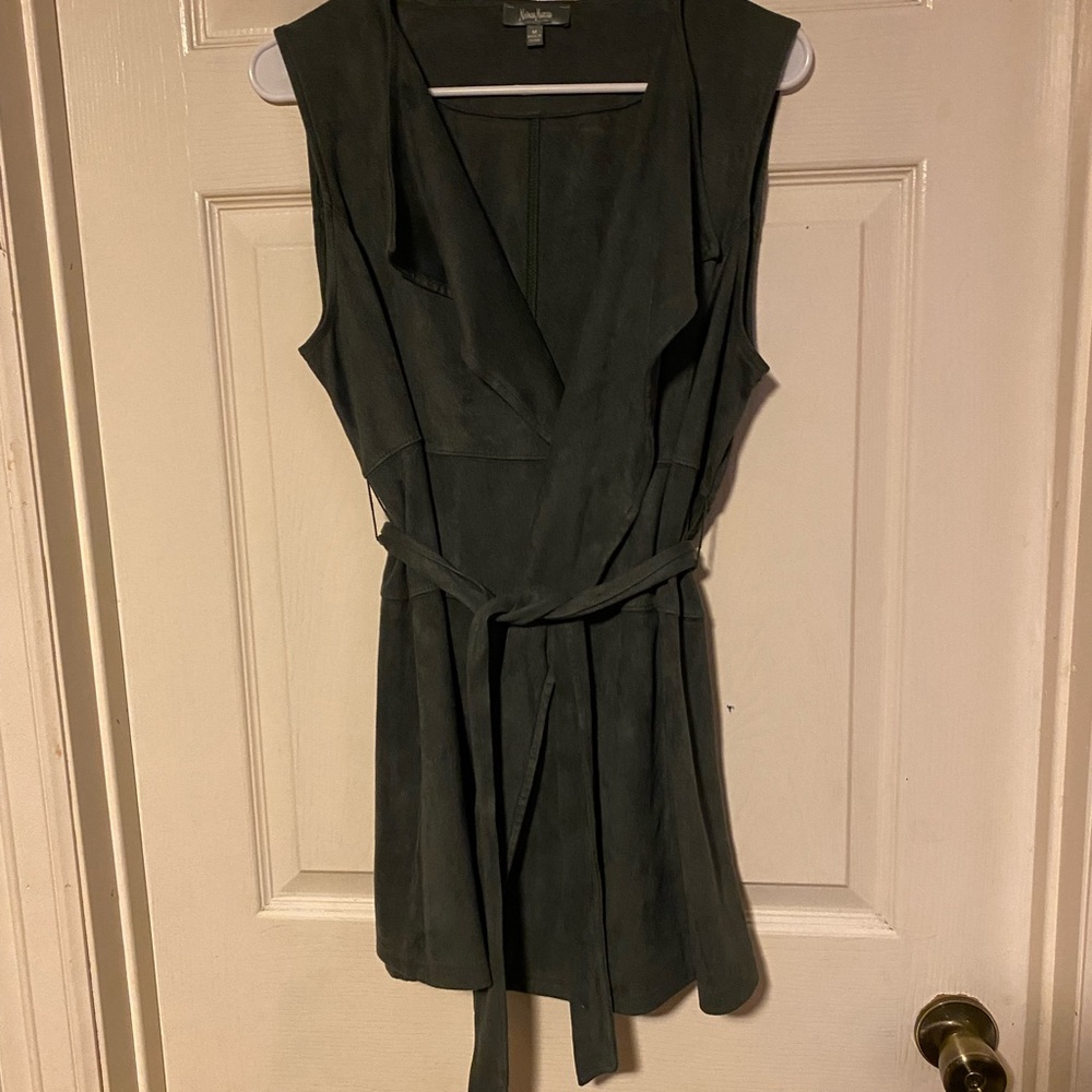 Neiman Marcus Faux Suede Trench Style Vest Size Medium - Picture 3 of 15